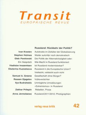 cover image of Transit 42. Europäische Revue